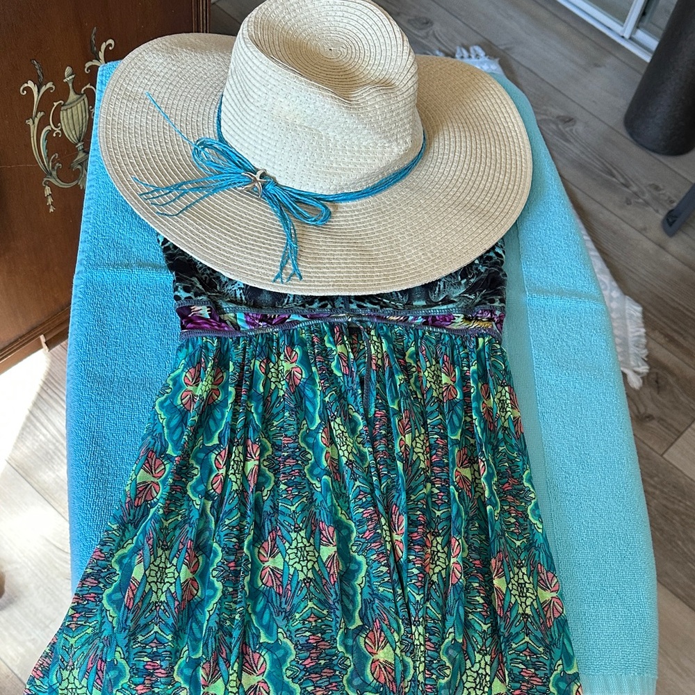 Women's Teal Printed Sleeveless maxi dress  by Maaji - Picture 5 of 8